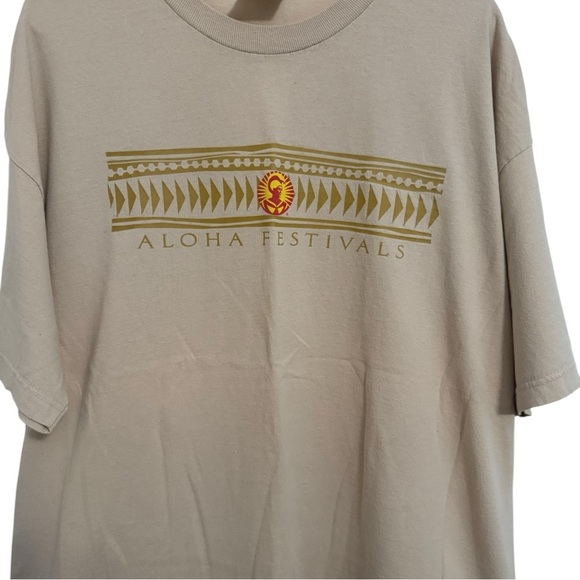 Aloha Festivals Rare Vintage Y2K Hawaii Graphic Alstyle Tee Tan 2XL - Picture 4 of 4